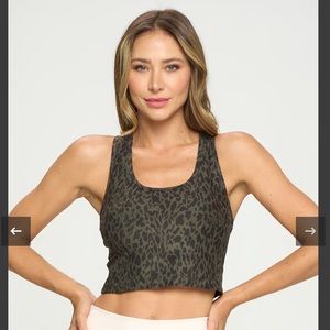 EVCR | Kendall - Deep Agave Snow Leopard Compression Crop Tank